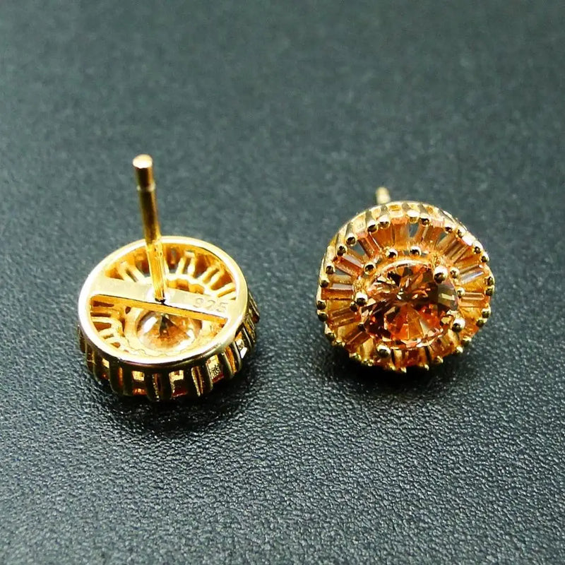 Yellow CZ Stud Earrings in 925 Sterling Silver for Wedding