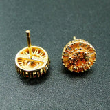 Yellow CZ Stud Earrings in 925 Sterling Silver for Wedding