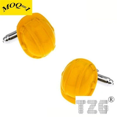 Yellow Hat Cufflink Cuff Link Pair