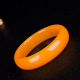 Yellow Jade Bangle Bracelet Chinese Natural Hand-Carved Jadeite Charm Jewelry