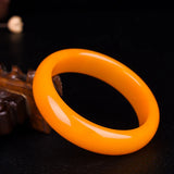 Yellow Jade Bangle Bracelet Chinese Natural Hand-Carved Jadeite Charm Jewelry