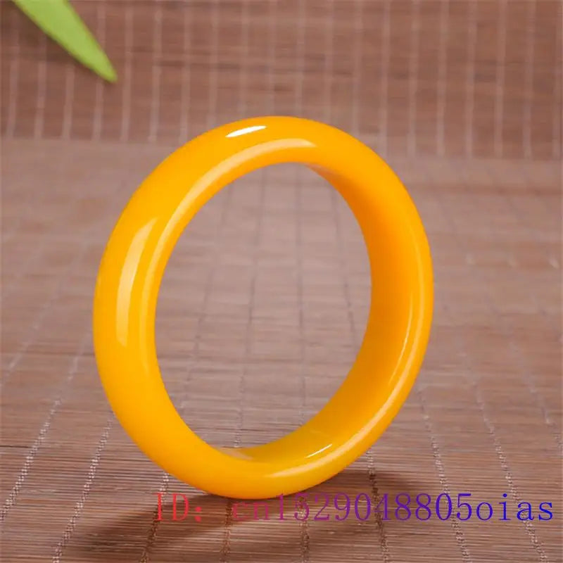 Yellow Jade Bangle Bracelet Natural Jadeite Carved Amulet Jewelry