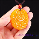 Yellow Jade Dragon Pendant Chinese Charm Necklace Amulet Jewellery