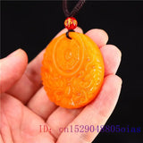 Yellow Jade Dragon Pendant Chinese Charm Necklace Amulet Jewellery