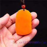 Yellow Jade Dragon Pendant Natural Carved Charm Lucky Jewellery Necklace