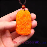 Yellow Jade Dragon Pendant Natural Carved Charm Lucky Jewellery Necklace