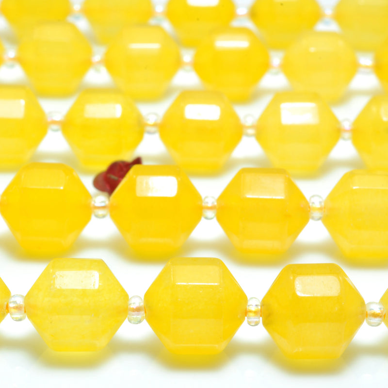 Yellow Jade Faceted Double Terminated Point Loose Beads Gemstone