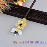 Yellow Jade Flower Hairpin Hair Sticks Talismans Gemstone Natural Charms Amulet