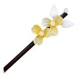 Yellow Jade Flower Hairpin Hair Sticks Talismans Gemstone Natural Charms Amulet