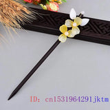 Yellow Jade Flower Hairpin Hair Sticks Talismans Gemstone Natural Charms Amulet