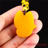 Yellow Jade Fox Pendant Women Charm Chinese Natural Amulet Necklace