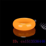 Yellow Jade Ring Jewelry Chinese Jadeite Charm Hetian Crafts Natural Woman Amule