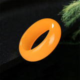 Yellow Jade Ring Jewelry Chinese Jadeite Charm Hetian Crafts Natural Woman Amule