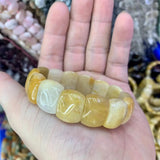 Yellow Jade Stone Beads Bracelet Natural Gemstone Jewelry Bangle