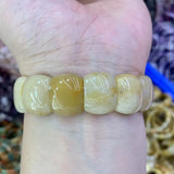 Yellow Jade Stone Beads Bracelet Natural Gemstone Jewelry Bangle