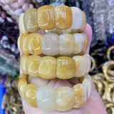 Yellow Jade Stone Beads Bracelet Natural Gemstone Jewelry Bangle