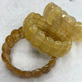 Yellow Jade Stone Beads Bracelet Natural Gemstone Jewelry Bangle for Woman