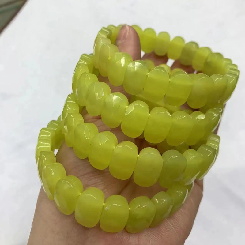 Yellow Lemon Jade Stone Beads Bracelet Gemstone Bangle for Woman Gift