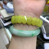 Yellow Lemon Jade Stone Beads Bracelet Natural Gemstone Jewelry Bangle for Woman