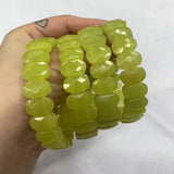 Yellow Lemon Jade Stone Beads Bracelet Natural Gemstone Jewelry Bangle for Woman