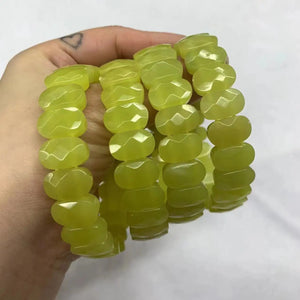 Yellow Lemon Jade Stone Beads Bracelet Gemstone Bangle for Woman Gift