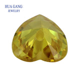 Yellow Loose CZ Heart Shape Cubic Zirconia AAAAA 4x4~12x12mm