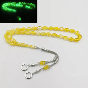 Yellow Luminous Tasbih Muslim resin Misbaha 2021