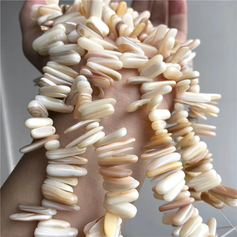 Yellow Mother of Pearl Long Teeth Shell Beads for Jewelry Making