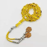 Yellow Real Insect Tasbih Islam Rosary Muslim Golden Bracelet Prayer Beads