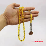 Yellow Real Insect Tasbih Islam Rosary Muslim Golden Bracelet Prayer Beads