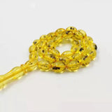 Yellow Real Insect Tasbih Islam Rosary Muslim Golden Bracelet Prayer Beads