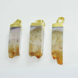 Yellow Rectangle Stone Column Druzy Pendant