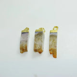 Yellow Rectangle Stone Column Druzy Pendant