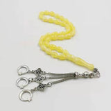 Yellow Resin Tasbih 33 Beads Muslim Rosary Style Star moon Tassel