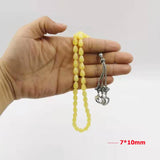 Yellow Resin Tasbih 33 Beads Muslim Rosary Style Star moon Tassel