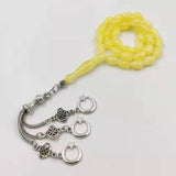 Yellow Resin Tasbih 33 Beads Muslim Rosary Style Star moon Tassel