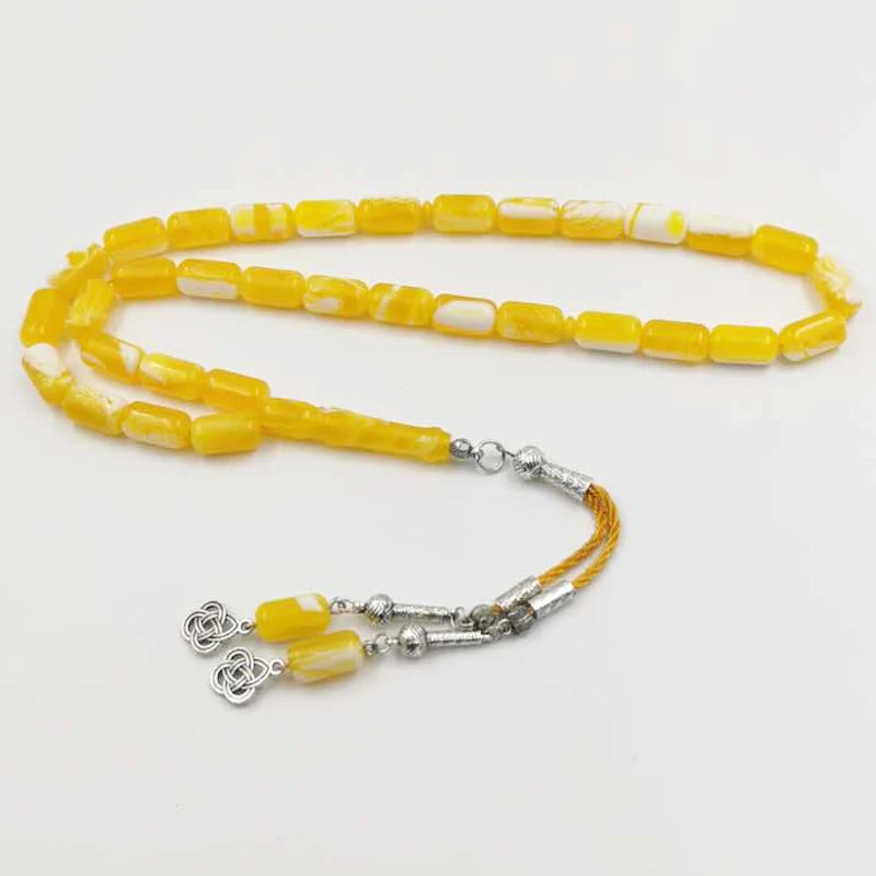 Yellow Resin Tasbih Muslim 33 Prayer Beads Islamic Bracelet Arabic Jewelry