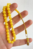 Yellow Sphere Cut Original Amber Rosary with Kazaz Tassels