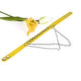 Yellow Spike Choker Belt Collar Women Pu Leather Goth Choker Necklace