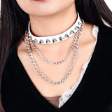 Yellow Spike Choker Belt Collar Women Pu Leather Goth Choker Necklace