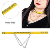 Yellow Spike Choker Belt Collar Women Pu Leather Goth Choker Necklace