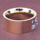 Yellow Stainless Steel Plated Women Rings Pave High Clear Crystal Size #6-9