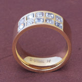 Yellow Stainless Steel Plated Women Rings Pave High Clear Crystal Size #6-9