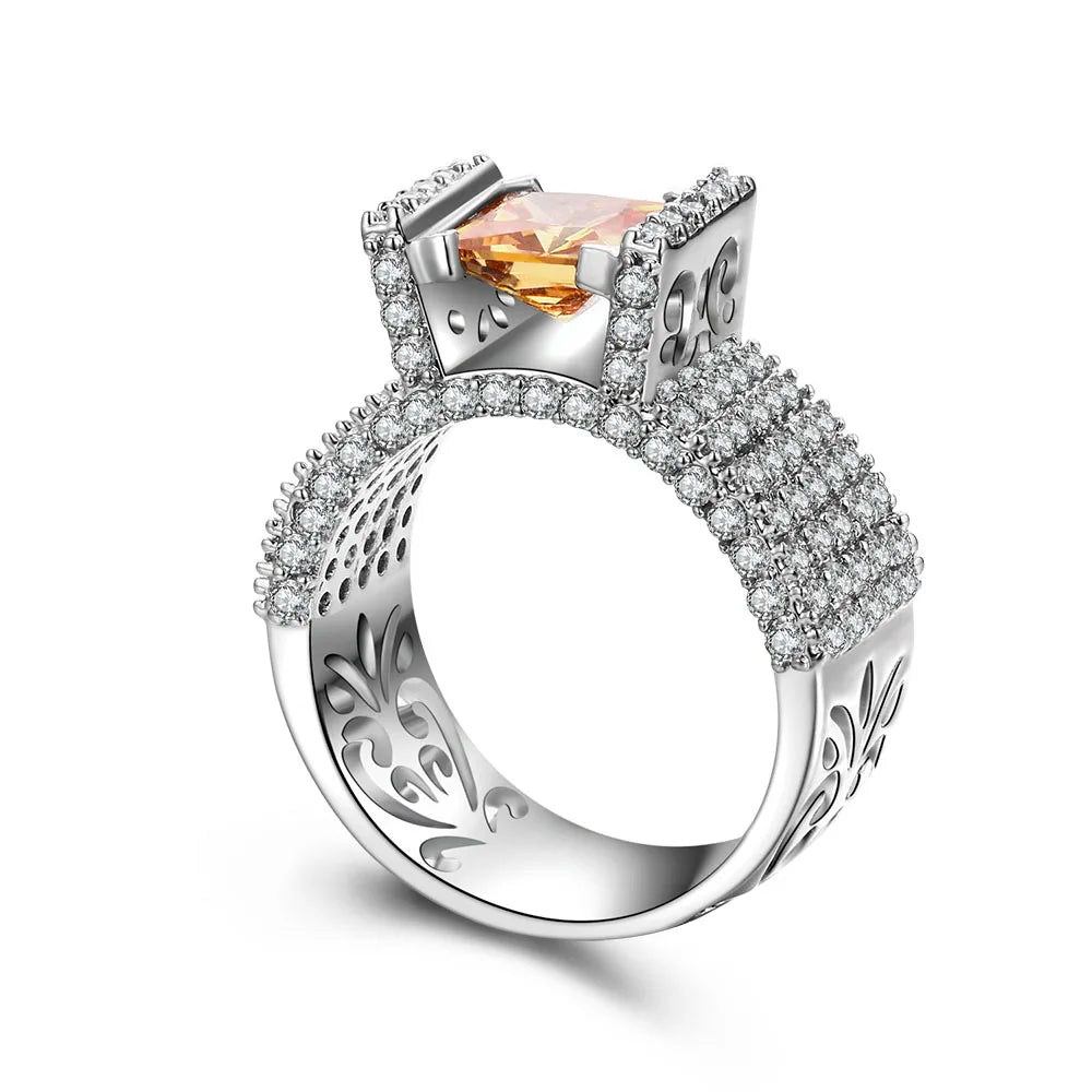 Vintage Yellow Stone Engagement Ring for Women