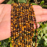 Yellow Tiger Eye Natural Stone Waist Beads Round Loose Beads 15''