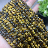 Yellow Tiger Eye Stone 6mm Cut Faceted Spacer Cube Beads for DIY Bracelet