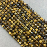 Yellow Tiger Eye Stone 6mm Cut Faceted Spacer Cube Beads for DIY Bracelet