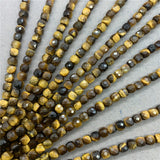 Yellow Tiger Eye Stone 6mm Cut Faceted Spacer Cube Beads for DIY Bracelet