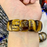 Yellow Tiger Eye Stone Beads Bracelet Natural Gemstone Bangle Women Gift