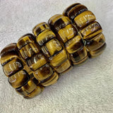 Yellow Tiger Eye Stone Beads Bracelet Natural Gemstone Bangle Women Gift